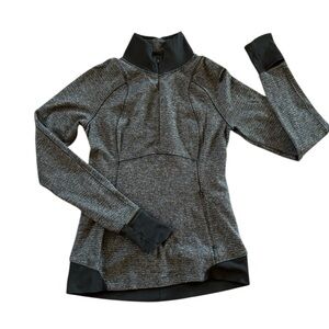 Lululemon Runderful 1/2 Zip Black Pique Heathered Slim Fit Running Jacket Size 8